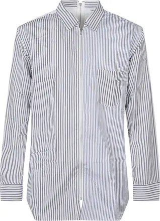 Comme Des Gar&ccedil;ons Vertical Striped Zip-Up Shirt