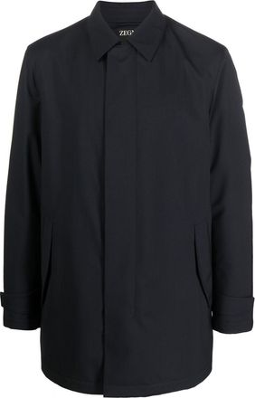 Ermenegildo Zegna single-breasted coat - men - Wool/Polyester/Cashmere/Viscose/Calf Leather - 54 - Blue