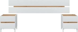 Dmora Cabecero de cama Dado, Atrás, Cabecero de dormitorio, Reposacabezas, 216x3 h47 cm, Blanco y Roble nodoso - Dmora