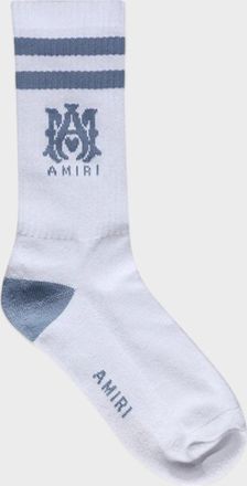 Amiri Mens MA Stripe Socks White/Dusty Blue - Size 7-8 (UK Shoe)