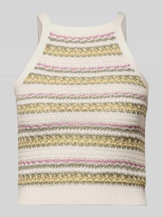 Review Cropped Stricktop in Jacquard-Strick in Weiss, Gr&ouml;&szlig;e XL