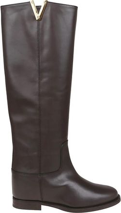 Via Roma 15 Bruine enkellaarzen met interne sleehak - Dames - Hoge Laarzen - Bruin - 39 EU - Schoenen