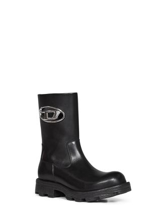 Diesel Womens Biker Boots D-Hammer Black Wool