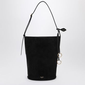 Alaia Hip Bucket large bag in black suede leather