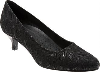 Trotters Kiera Leather Heel In Black Waves