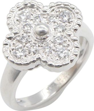 Van Cleef & Arpels Vintage Alhambra Silver Clear White Gold (18K) Band Ring (Pre-Owned)