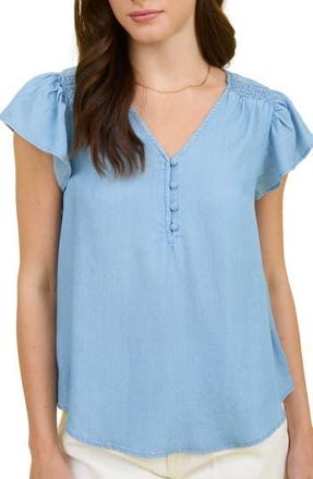 Blu Pepper Flutter Sleeve Chambray Top at Nordstrom Rack, Size Small