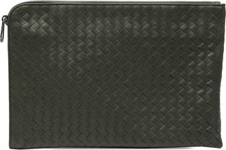 Bottega Veneta Pre-owned Womens Nappa Intrecciato Clutch - Dark Green Leather - One Size