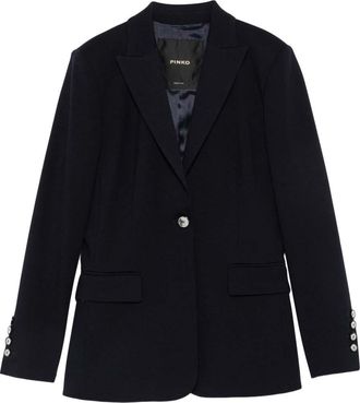 Pinko Blue Solid Notched Lapel Blazer