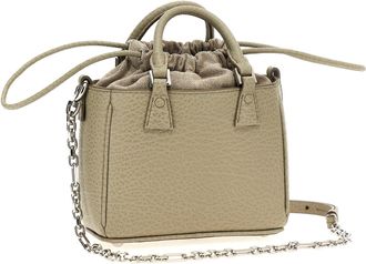 Maison Margiela Womens Grainy Calfskin Top Handle Bag Gray Leather