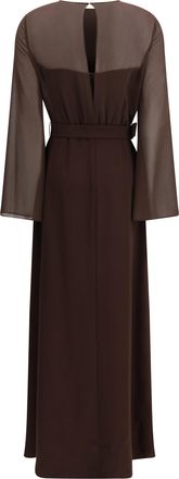 P.A.R.O.S.H. Womens Long Belted Dress Marrone Polyester