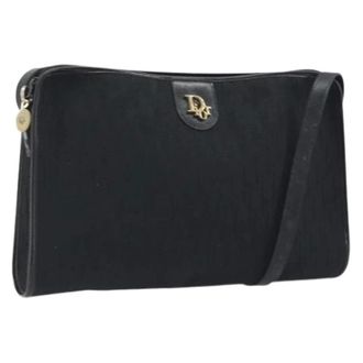 Dior Pre-owned Trotter Canvas Shoulder Bag - Dames - Pre-owned - Zwart - Maat: ONE Size Leer
