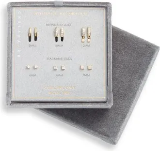 Chelsea28 Gift Boxed Set of 6 Opal & Cubic Zirconia Earrings in Clear- Opal- Gold at Nordstrom