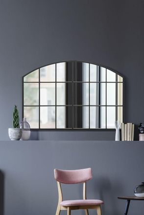MirrorOutlet Black Framed Arched Wall Over Mantle Mirror 43 X 29 (110CM X 75CM) | Size: 1 Pack