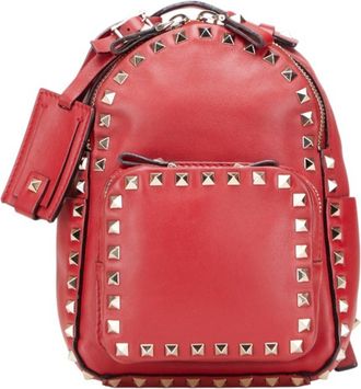 Valentino Red Color Leather Backpack (Pre-Owned)