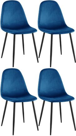 Clp Conjunto De 4 Sillas De Comedor Napier Azul Terciopelo