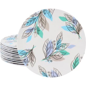 Gibson Home Tropical Sway Vineyard 12 Piece 9 Inch Round Melamine Dessert Plate Set in Blue at Nordstrom