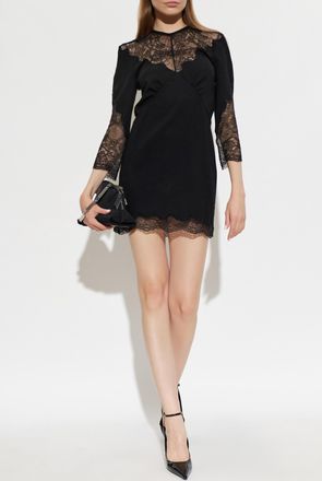 The Attico Dress With Lace Trim, Womens, Black