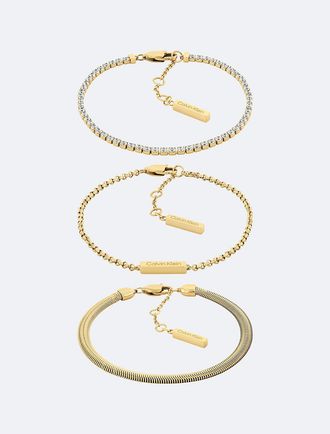 Calvin Klein Womens Trio Bracelet Set - Metallic - OS