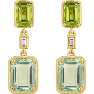 Effy 14K Gold Green Amethyst Diamond & Peridot Drop Earrings - 0.04ct. at Nordstrom Rack