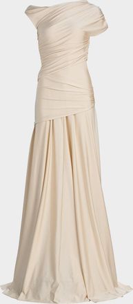 La Petite Robe Di Chiara Boni Becia Ruched One-Shoulder Satin Gown
