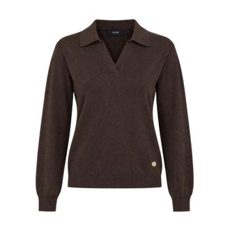 Yes-Zee Maglia Polo Scollo a V - - Knitwear - Donna - Marrone - XL