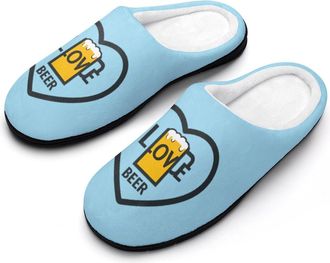 Generic I Love Beer Mens Slippers Slip On Comfortable Fleece Cotton House Shoes Winter