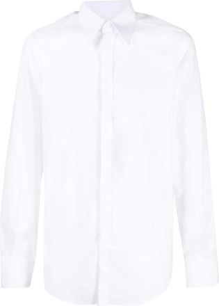 Dolce & Gabbana Italiaans Kraag Katoen Poplin Overhemd - Heren - Zakelijke Overhemden - Wit - M - Katoen - Overhemden