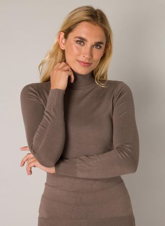 Base Level Rollkragenpullover BASE LEVEL, Damen, Gr. 36, grau (schwarz taupe), Obermaterial: 80% Viskose, 20% Nylon, regular fit, B&uuml;ndchen, Pullover Rollkragenpu