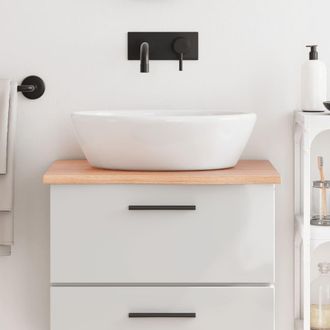 vidaXL Encimera De Ba&ntilde;o Madera Maciza Tratada Marr&oacute;n Claro 60x50x2 Cm Vidaxl