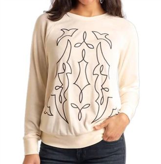 Panhandle Embroidered Bootstitch Sweatshirt In Cream
