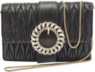 Miu Miu Pre-owned Cross Body Bags, female, Black, Size: ONE SIZE Pre-owned Matelasse Leather Clutch