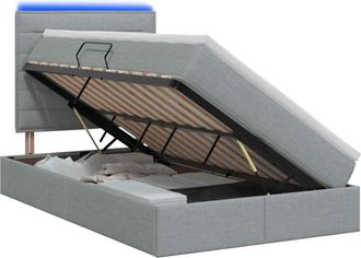 vidaXL Cama De Almacenamiento Led Con Colch&oacute;n Gris Claro 120 X 200 Cm Vidaxl