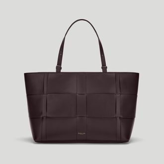 DeMellier The Florence in Bordeaux Fine Grain Leather Tote & Work bag