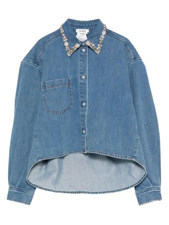 Sandro embellished-collar denim shirt - Blue