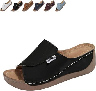 Generic Breathable Platform Slip On Walking Sandals for Women, Arch Support Open Toe Orthopedic Slippers with Thick Cushioned Sole All Day Walking Casual Sand