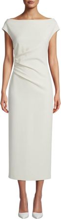 Parosh White Boat Neck Midi Dress