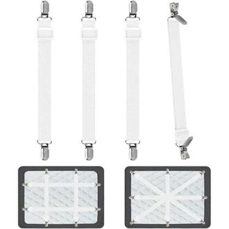 OEM Correas Ajustables Para S&aacute;banas (4 Piezas) Para Cama O Sof&aacute; Esquinero, Colch&oacute;n, Sill&oacute;n, Asiento, Coj&iacute;n (blanco) - Crezuo
