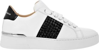 Philipp Plein Mix Leather Lo-Top Sneakers Crystal - Dames - Sneakers - Wit - 35 EU - Leer - Schoenen