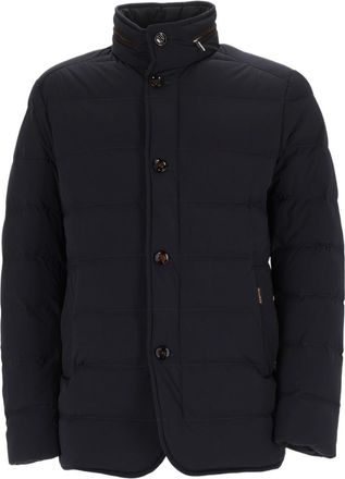 Moorer Padded Blue High Collar Polyamide Jacket