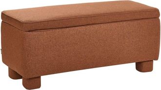 Beliani Storage Bench Golden Brown Fabric Easy-to-Clean Upholstery Wooden Legs Lift Up Top Hallway Modern ITHACA