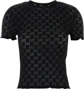 Gucci Top de Algod&oacute;n GG Devor&eacute; - Tops - Mujer - Negro - S