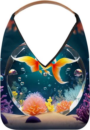 Generic Beautiful Fish Crystal Ball Reusable Lightweight Grocery Bags - Foldable Into Compact Pouch, Washable & Sturdy, Multipurpose for Shopping and Travel