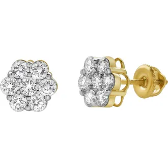 LuvMyJewelry Meadow 14K Yellow Gold Cluster Lab Grown Diamond Unisex Earrings - 1.28 Cts at Nordstrom