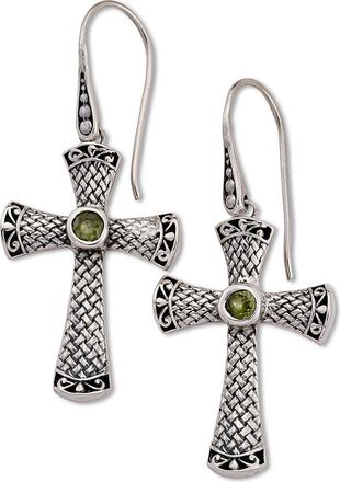 Samuel B. Sterling Silver Cross Earrings in Green at Nordstrom Rack