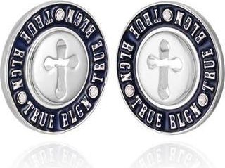 True Religion Logo Stud Earrings in Silver Tone at Nordstrom Rack