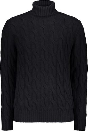Moorer Trui met een col gemaakt in vlechtwerk - Heren - Cashmere truien - Zwart - 2XL - Kasjmier - Truien & Vesten