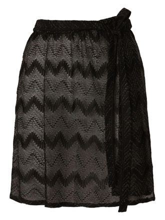 Missoni Lamé mini-rok met zigzag patroon - Zwart