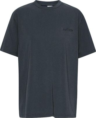 Rotate embroidered-logo organic cotton T-shirt - women - Organic Cotton - S - Grey