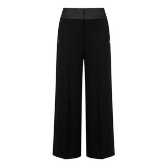 Patrizia Pepe Color-block Palazzo Trousers - female - Patrizia Pepe - Wide Trousers - Black - XS - Trousers